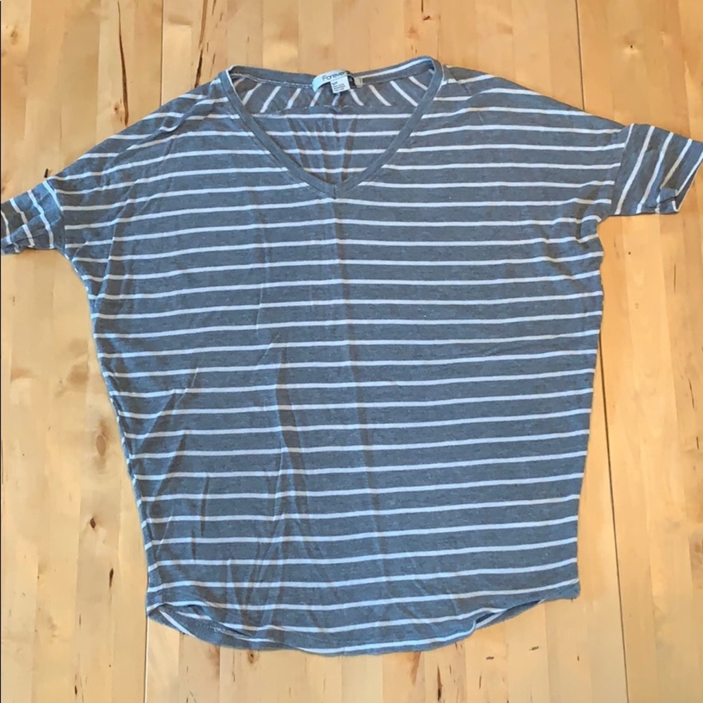 Grey and white striped shirt